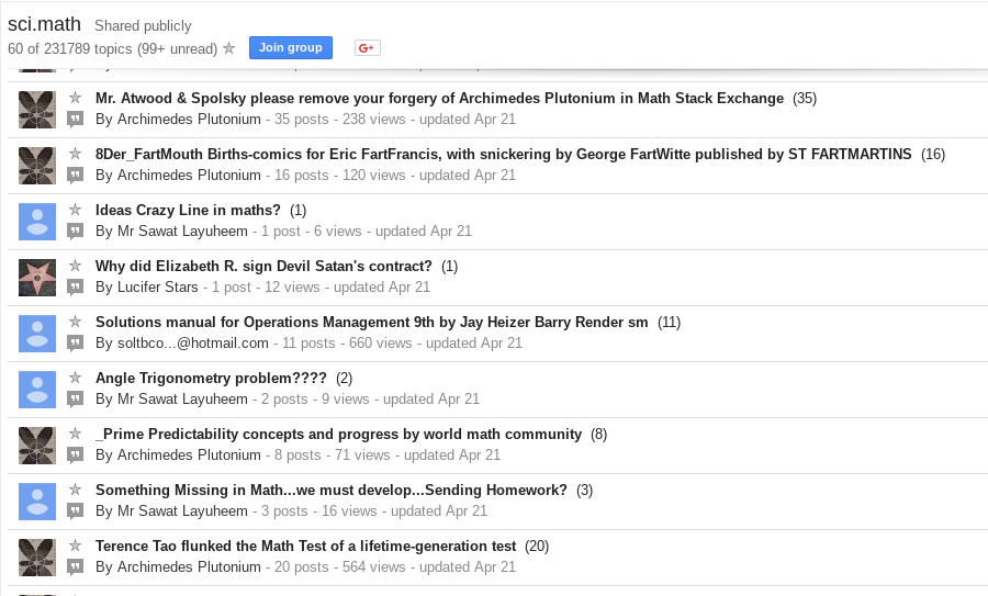 Taken from google.groups, hence the google logo.